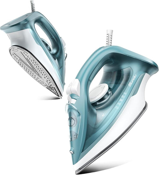 Sundu Burst steam Iron for Clothes - 1500W Iron with Ceramic Coated Soleplate, Rapid Heating, Self-Cleaning, Auto-Off, 11.84oz Water Tank, Precise Thermostat, Home Use Green