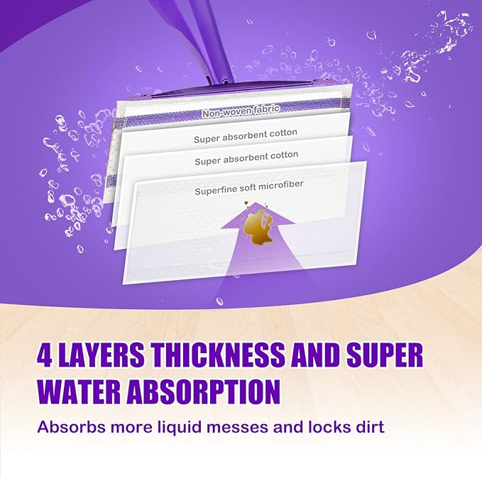 30 Pack Disposable Wet Jet Mop Pads Refill for Swiffer Wet Jet Pads Refill,Wet Jet Mopping Pads for All Purpose Multi Surface Hardwood Floor Cleaning, 4 Layers Thickened and Super Absorbent.