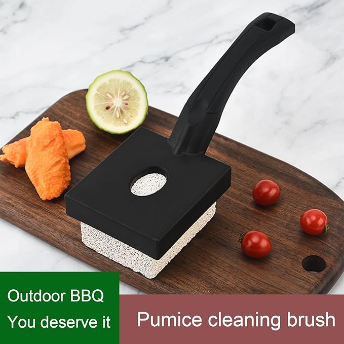 Pumice BBQ Grill Cleaner;Grill Cleaning Bricks Cleaner with Handle;Grill Stone Cleaning Block;BBQ Stone Grill for Grillin;Grill Pumice Stone Cleaner for Outdoor Grill(3 Pack), Black