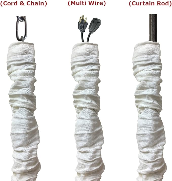 Royal Designs, Inc. CC-16-LW White Cord & Chain Cover 4' Linen Fabric Touch Fastener, Linen White