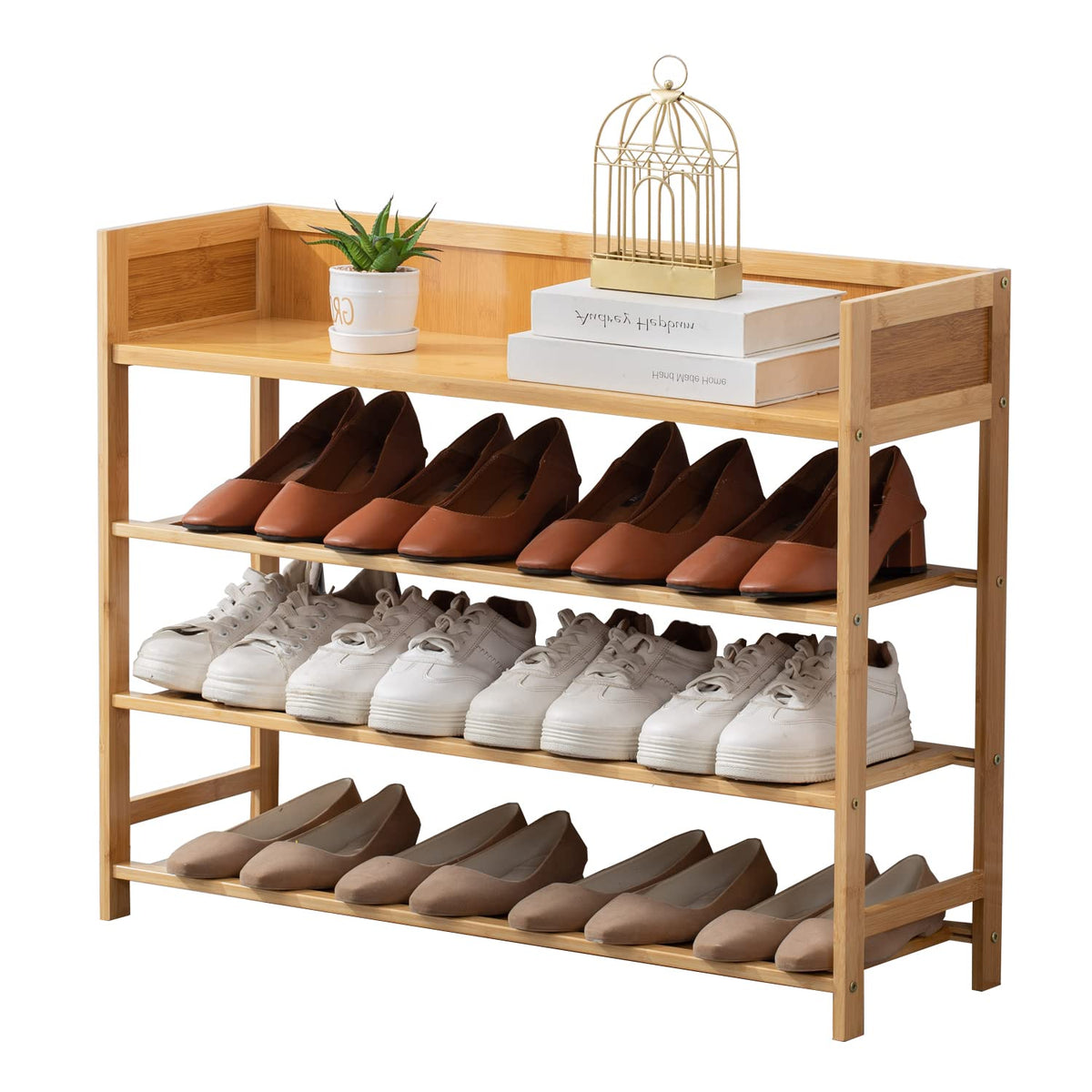 latifolia Shoe Rack, 4-Tier Bamboo Shoe Rack (Nature, 31.40''L) - Image 1