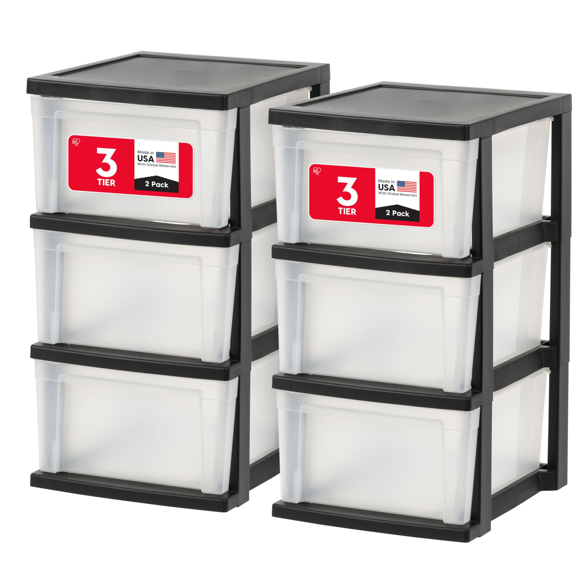 IRIS USA 3-Drawer Slim Narrow Storage Organizer, 2-Pack - Image 1