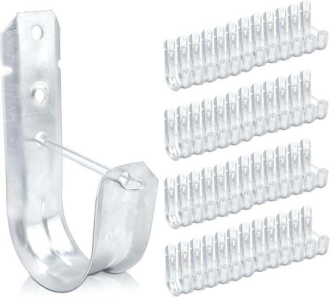 SIHAI (50 Packs 2” Inch J-Hooks, UL Certified Heavy-Duty Cable Support Hooks for Hanging CAT6/6A, Fiber Cable Management and Low Voltage Wiring (with Retainer Clip)