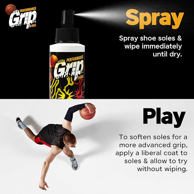 Performance Grip Basketball Shoe Spray 4 Oz – Grip Spray for Basketball Shoes Bottom – Non-Sticky Mist That Rejuvenates Soles & Boosts Traction