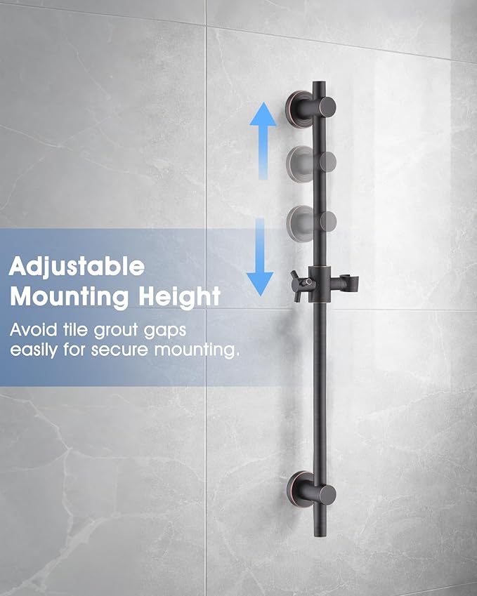 Shower Slide Bar with Adjustable Handheld Shower Head Holder, 25 Inch SUS304 Stainless Steel Shower Rail, Replacement for RV, Camper, Hotel & Bathroom, Polished Oil Rubbed Bronze