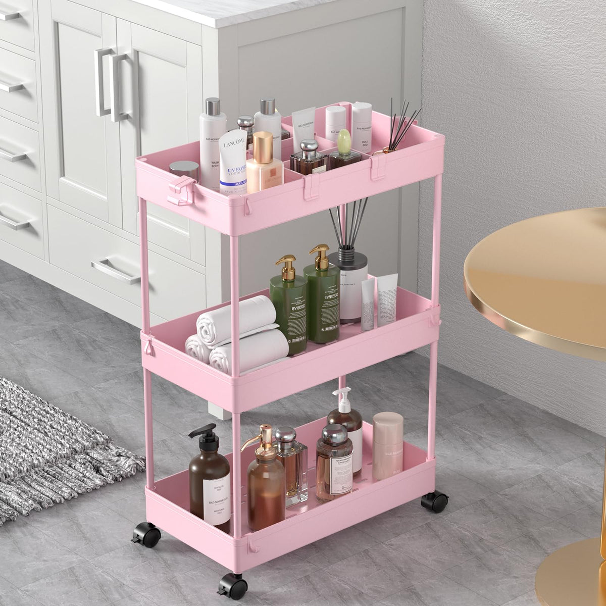 3 Tier Rolling Cart with Wheels, Storage Craft Art Trolley - Image 1