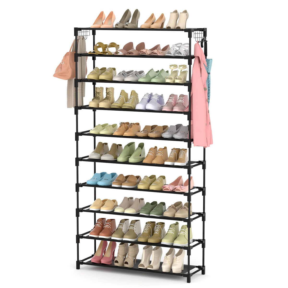 LANTEFUL 10 Tiers Shoe Rack 50 Pairs Large Capacity Tall Shoe - Image 1