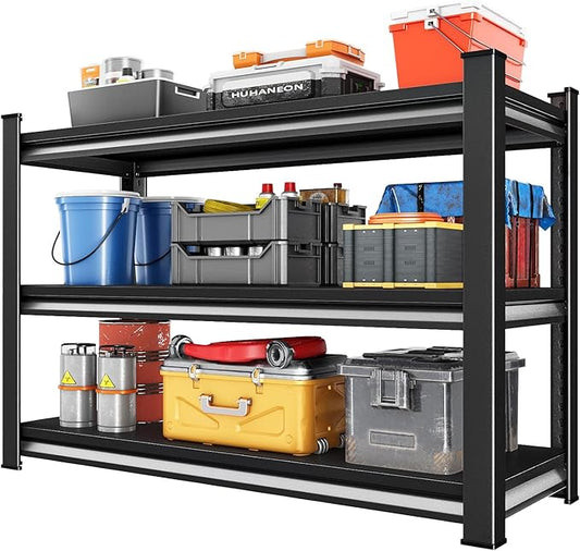 48''W Garage Shelves Heavy Duty - 1,560Lbs Steel Metal Adjustable Utility Storage Shelving Rack Units 48" W x 16" D x 36" H 3 Tier Black