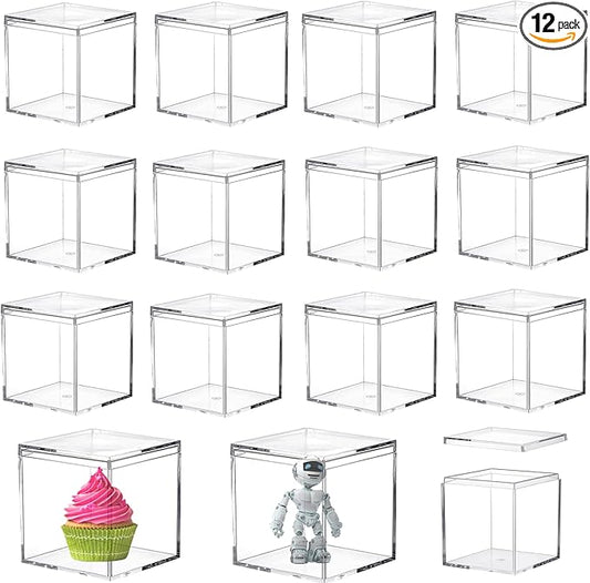 Acrylic Box Clear Display Boxes with Lids 100X100X100mm Acrylic Square Cube with Lid Acrylic Decorative Storage Boxes Clear Storage Container for Candy Pill and Tiny Jewelry