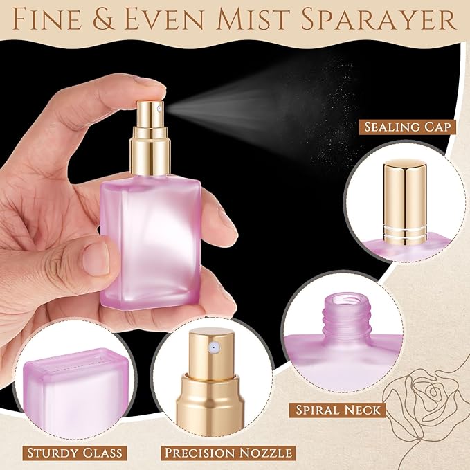 Domensi 30 Pcs 15 ml Glass Perfume Bottles Mini Glass Empty Spray Atomizer Bottles Bulk Refillable Perfume Dispenser Container with Pump Tool for Travel Plants Hair Cleaning Skin Care(Light Color)