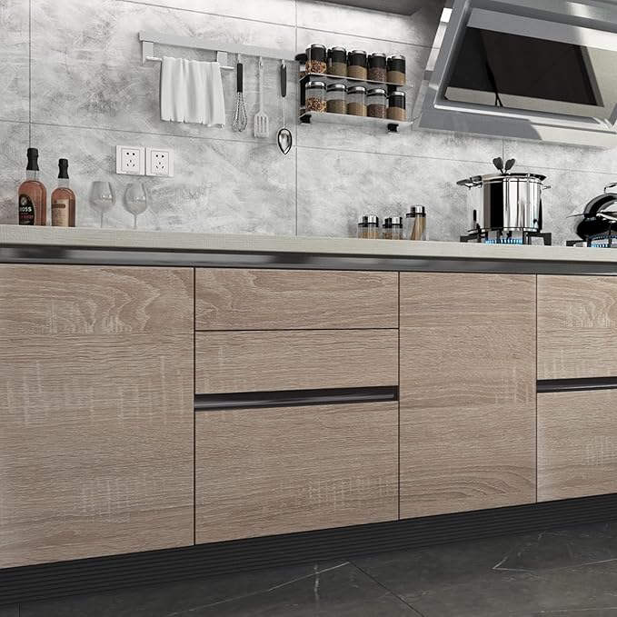 Gray Brown Wood Grain Contact Paper Waterproof Faux Wood Wallpaper Peel and Stick Countertops Light Oak Contact Paper for Cabinets Self Adhesive Wallpaper Wooden Stickers 15.74"x 196" Vinyl Wrap