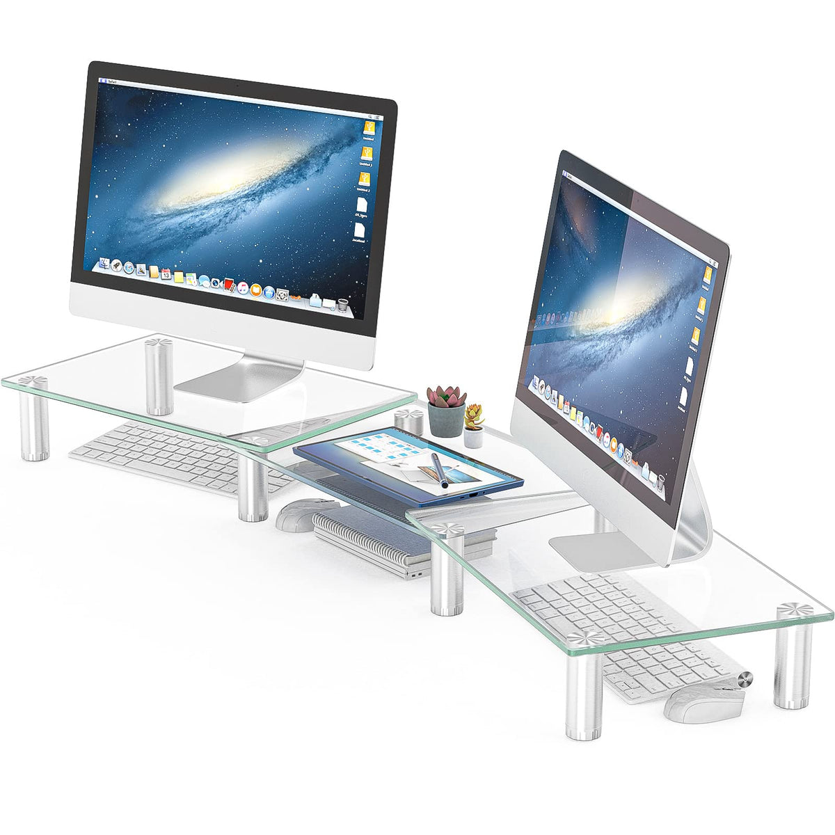 Hemudu Dual Monitor Stand -Adjustable Length and Ang | All Products - Image 1
