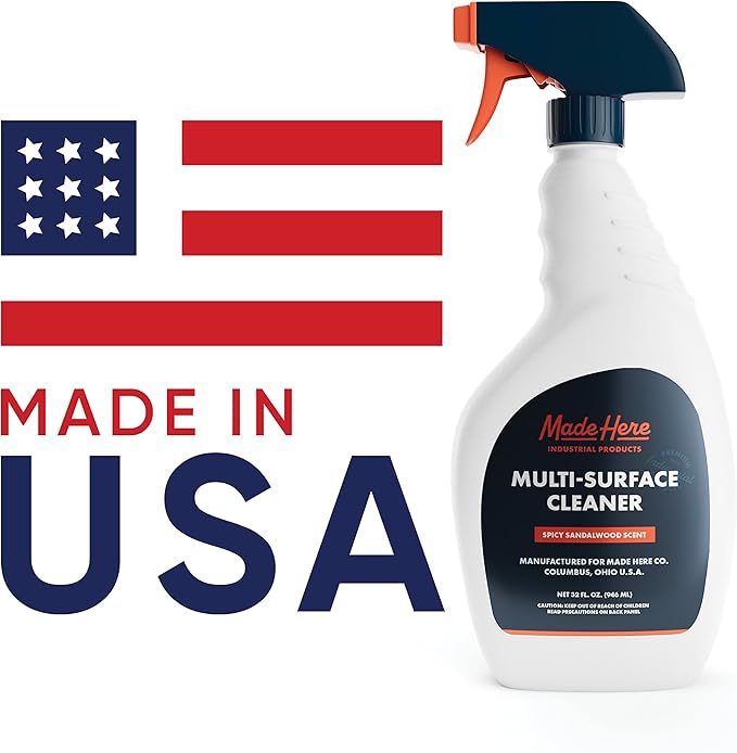 Multi-Surface Cleaner - Powerful, Safe, and Eco-Friendly Spicy Sandalwood Scented Formula for Counters, Walls, Ceramic, Glass, Plastic, and Most Metals