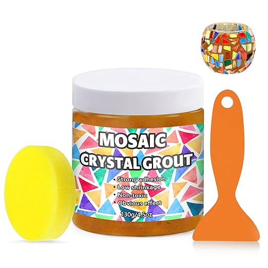 Mosaic Crystal Grout, Mosaics Tile Tools, Mosaic Tile Accessories – Essential for Handmade Grouting and Perfect for DIY Craft Projects (Orange, 4.5oz)
