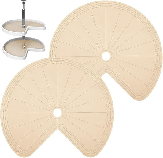 2 PCS 28" Lazy Susan Shelf Liner, Jaxbo Silicone Lazy Susan Liner for Dual Tier Pie Cut Organizer,Non-Slip Thermal Protection Mat