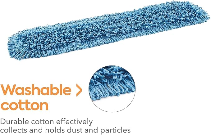 Professional Looped-End Dust Mop Head, Cotton, 48" x 5", Blue