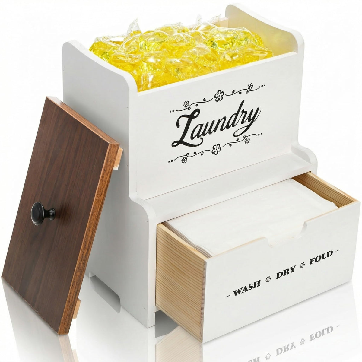 Goaste Dryer Sheet Holder with Drawer, Wood Dryer Sheet - Image 1