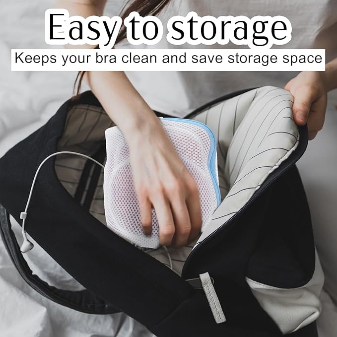 2 Pack Bra Bags for Laundry, Reusable Bra Washer Protector, Bag Underwear Brassiere Washing Net Bags with Zipper for Washing Machine Bras Organizer, A to C cup