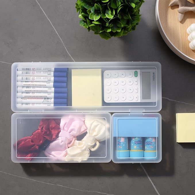 novelinks Plastic Clear Storage Containers for Organizing, Craft Storage Organizers and Stackable Storage Bins with Lids for Pencil Box, Bead, Cookie Cutter, Board Game (12 Pack Small)
