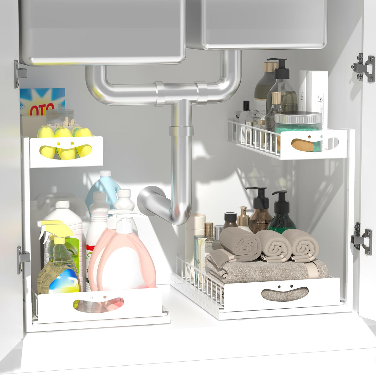 Under Sink Organizer with Pull-Out Drawers,Kitchen Sink Organizer - Image 1