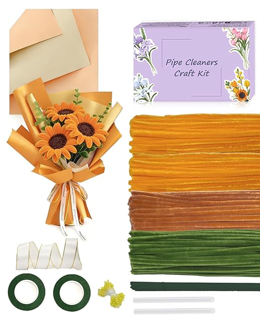 Pipe Cleaners, 400 Pieces Chenille Stems for Flower Bouquet Making, Fuzzy Sticks for DIY Projects, STEM Activities, Length 11.8 inches(30cm), Beginner-Friendly Gifts for Craft Lovers (Yellow)