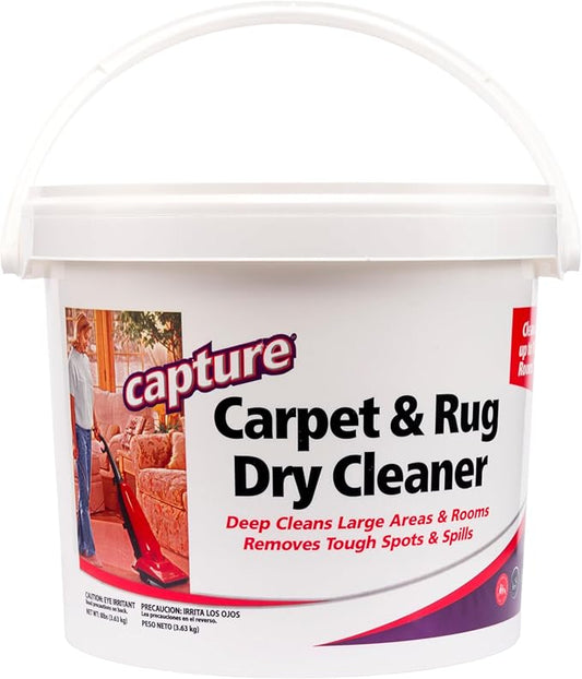 Capture Carpet & Rug Dry Cleaner w/Resealable lid - Home, Car, Dogs & Cats Pet Carpet Cleaner Solution - Strength Odor Eliminator, Stains Spot Remover, Non Liquid & No Harsh Chemical (8 Pound)