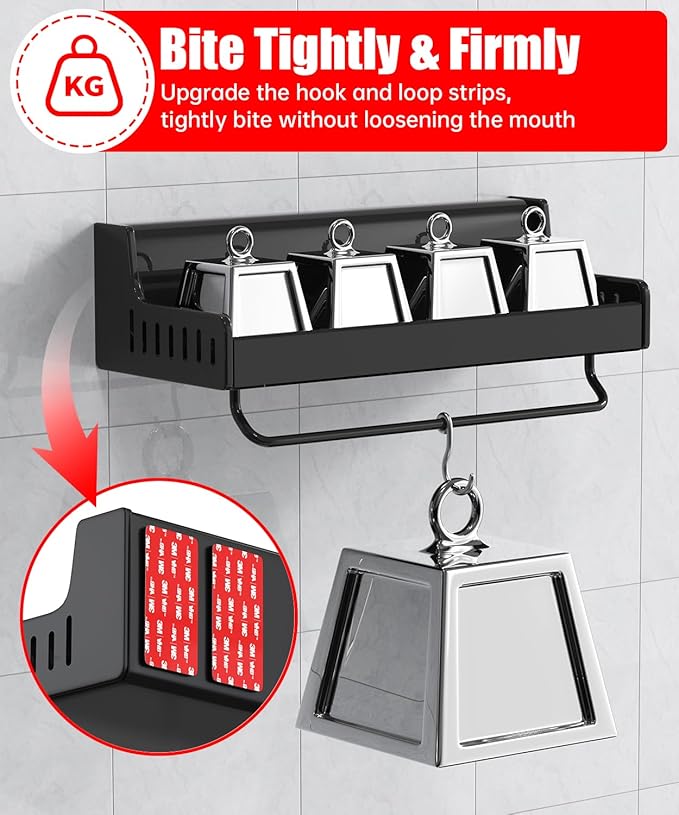 4 inch Large Wide Hook and Loop Strips with Super Adhesive Heavy Duty, Made of 3M, Heat Resistant Waterproof, Outdoor or Indoor Use, 8 Sets Black 4x2 Inch