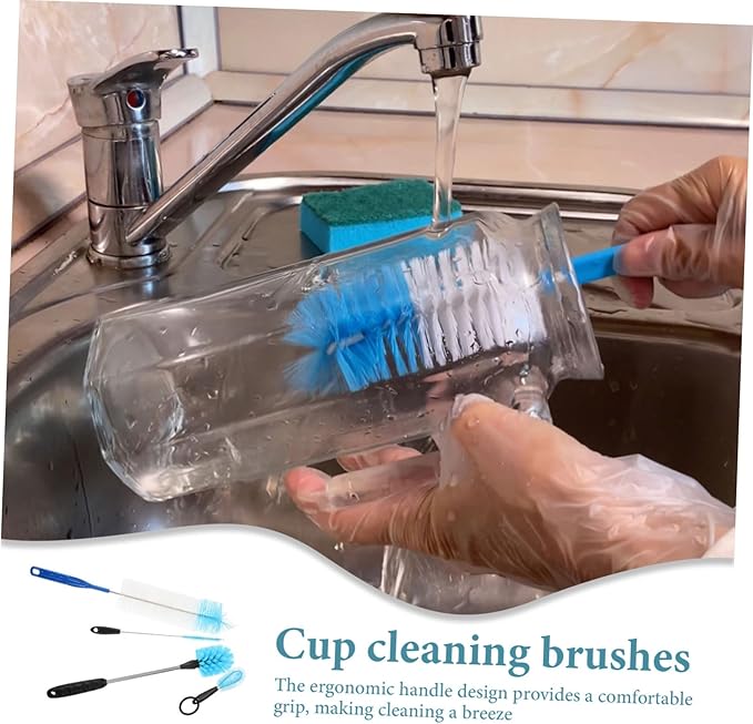 1set Bottle Brush and Cup Brush Set Cleaning Tools for Tea Bottles Milk Cleaner Kit Reusable Compact
