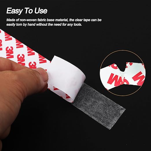 Double Sided Tape Thin, 0.39in x 82ft Removable Mounting Tape, Poster Picture Hanging Strips, Clear Wall Sticky for Hanging, Scrapbook Stickers, No Damage Wall Adhesive for Festival Decoration