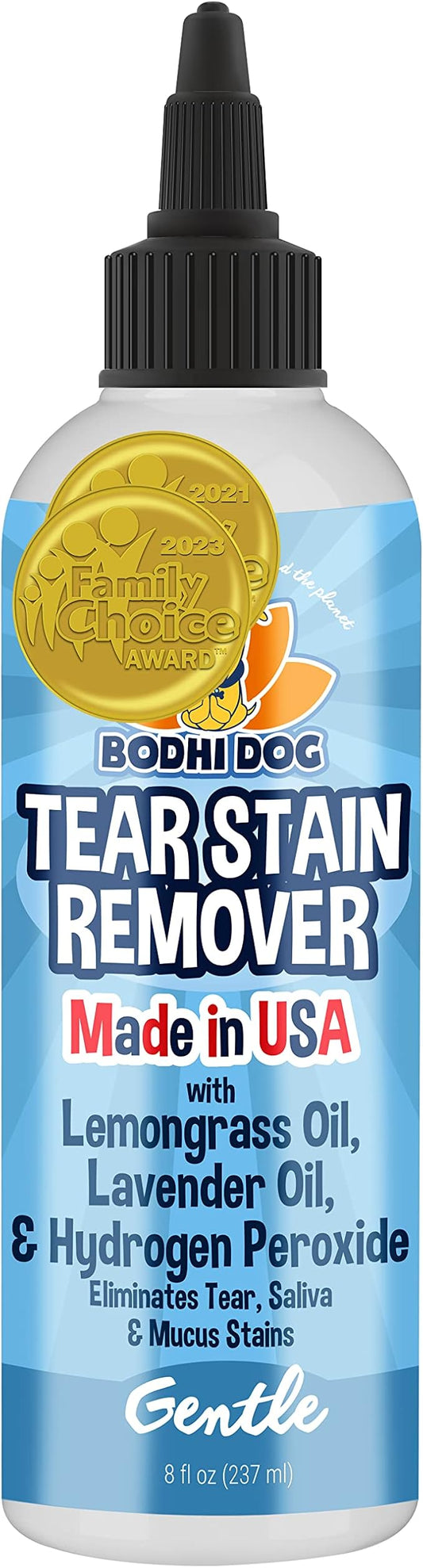 Bodhi Dog Tear Stain Remover - Removes Tears, Saliva & Mucus Stains from Dogs & Cats - Gentle, Natural Solution for Sensitive Fur & Coats, Alcohol-Free, Made in USA (8 Fl Oz)