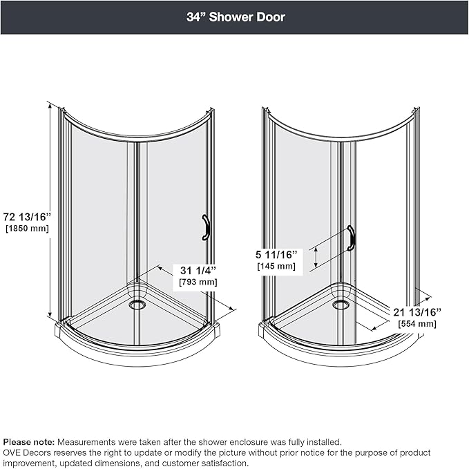 OVE Decors Breeze 34 in. Corner Shower Clear Sliding Door with Base in Black Finish