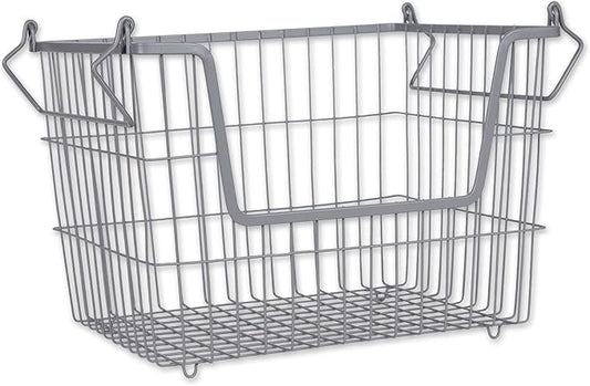 DII Metal Wire Mesh Stackable Utility Storage Bin, Medium Rectangle, 13x11x9, Cool Gray