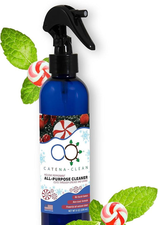All Natural Holiday Peppermint Bathroom Spray Cleaner (Pack of 1) – Refreshing, Long Lasting, All Purpose Surface Cleaner for Toilet, Shower, Tub, Tile & Sink – Descaler & Soap Scum Remover, 8 fl. oz