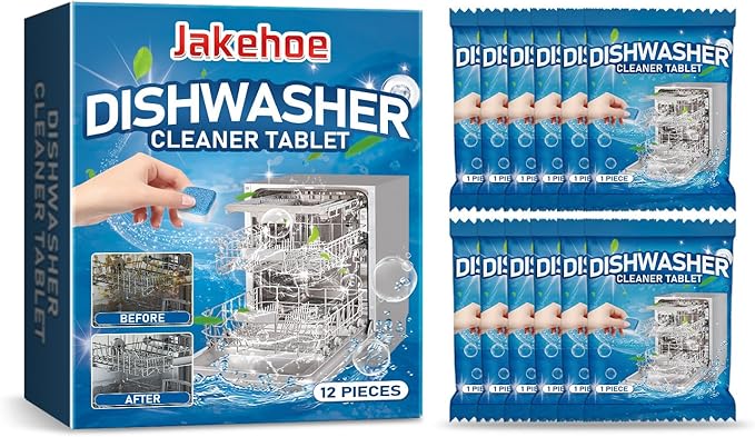 Dishwasher Cleaner Tablets 24 Pack, Professional Strength Descaler and Deodorizer Pods for All Dishwasher Models, Heavy Duty Septic Safe Formula, Limescale Calcium Odor Remover, Alternative to