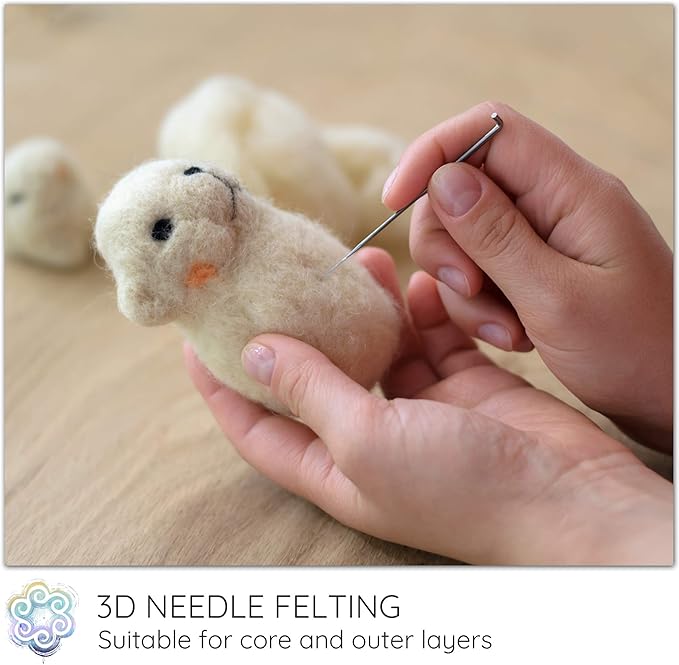 Core Wool for Needle Felting, Crochet Toys, Amigurumi Stuffing. Super Clean Wool Filler for Pillows, Stuffed Animals, Dryer Balls. 1LB, Natural White