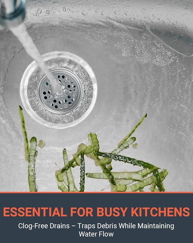 3-1/2 Inch Commercial Sink Strainer - 304 Stainless Steel Clog-Free Drain Cover, Precision Fit for 3.5" Drains & 3 Compartment Sinks, Heavy-Duty for High-Volume Kitchens