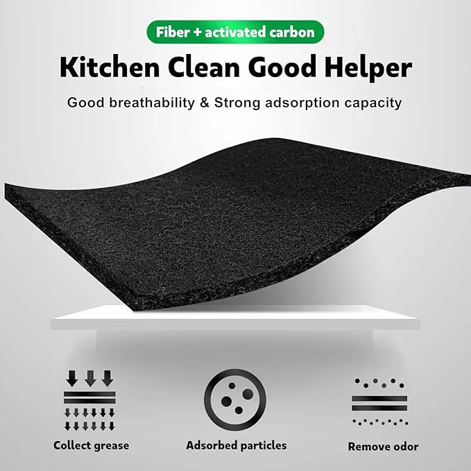 48 x 16 Inch Cut-to-Fit Activated Carbon Fabric Filter Sheet Charcoal Air Vent Filters Pad Black Range Hood Hepa AC Replacement Fabric Filter Sheet (2PCS, 48 x 16 x 0.2IN)