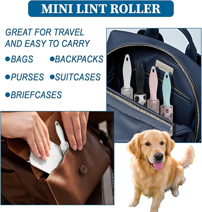 40Pcs Mini Lint Roller Travel Size, Mini Lint Roller for Purse, Portable Lint Rollers for Pet Clothes Travel Lint Bursh Rollers, Cat Hair Extra Sticky Clothes Removal Tool for Bag Furniture 5.9×1.1In
