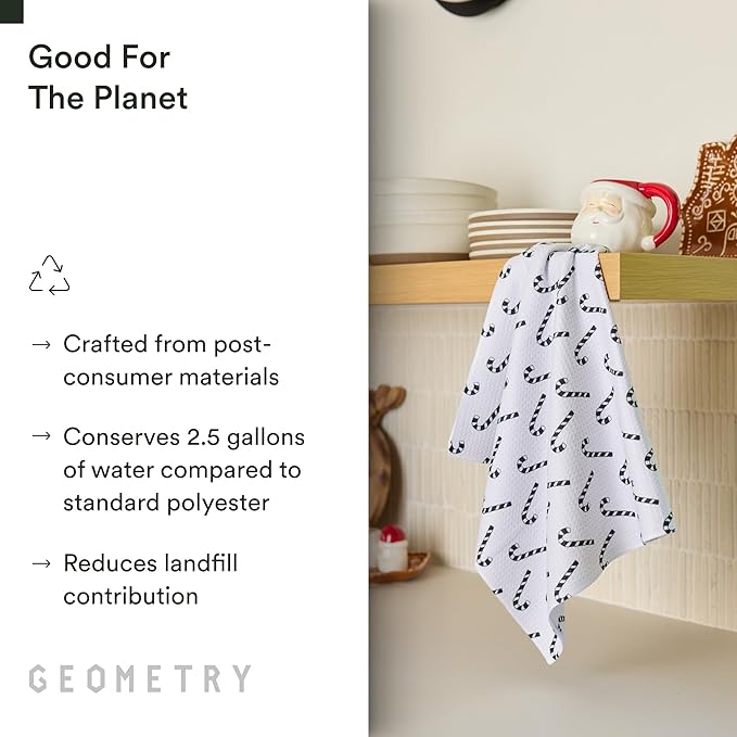 GEOMETRY Christmas Kitchen Towels - Quick Dry Microfiber Cloth Dish Towels for Kitchen Drying - Premium Quick Dry Towel - Peppermint Pop