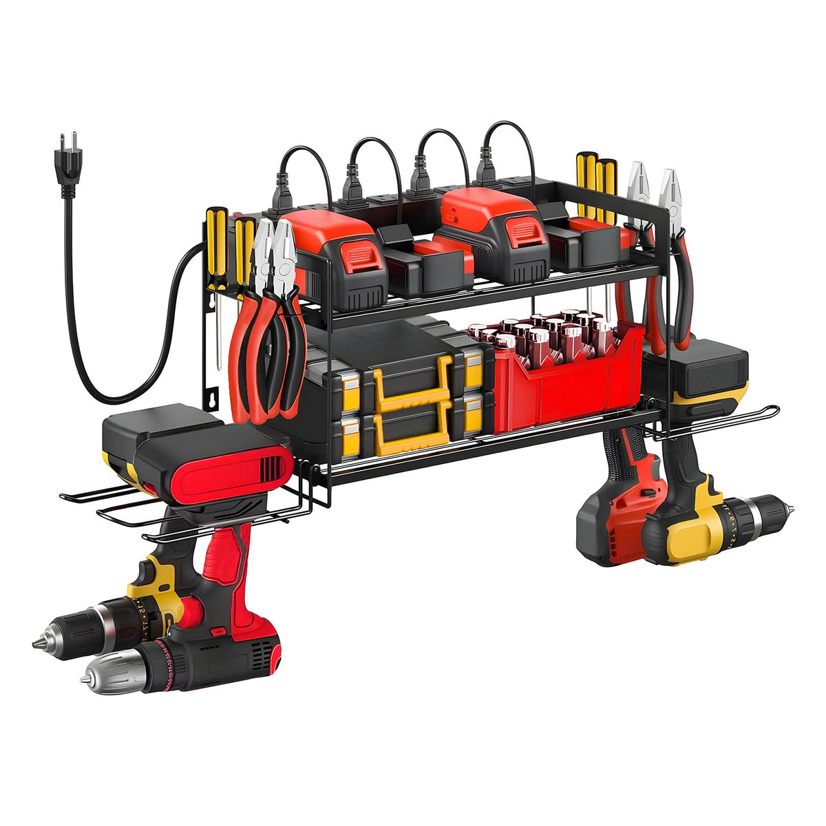 Garage Tool Organizer with Charging Station & Power Strip - Image 1
