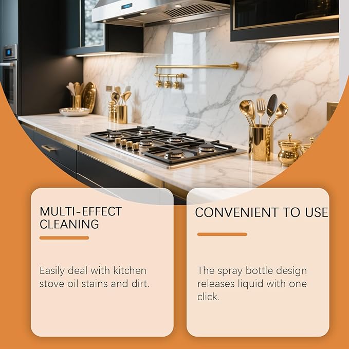 Heavy Oil Stain Cleaner Kitchen,Heavy Duty Kitchen Degreaser Spray, Heavy Oil Cleaner Stain, Oven, Stove, Range Hood, Sink (1PC)