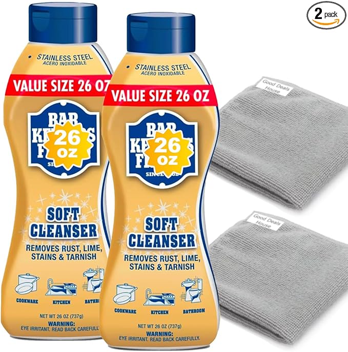 Bundle: Soft Cleanser, 26 OZ - 2 Packs & Microfiber Cleaning Towels, 16x12 inch, 2 Count | 2 * 26 oz + 2 towels