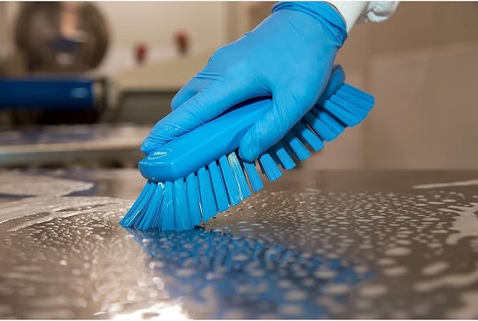 Vikan 38903 Brush,Scrub,Stiff,8",PP/PBT,Blue