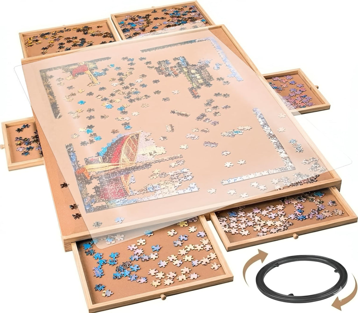 1500 Piece Rotating Wooden Puzzle Board (Fits Puzzles Up - Image 1