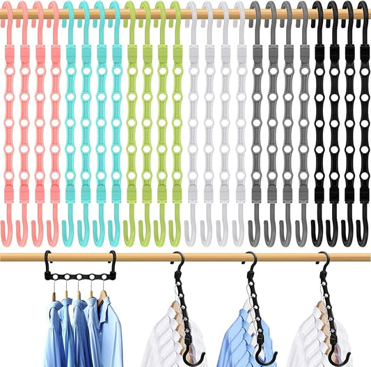 College Dorm Room Essentials, Closet Organizers and Storage, Magic Hangers Space Saving with 360° Swivl Hooks for 120 Clothes, Plastic Clothes Hanger, Organization Home Apartment Essentials, 24 Pack