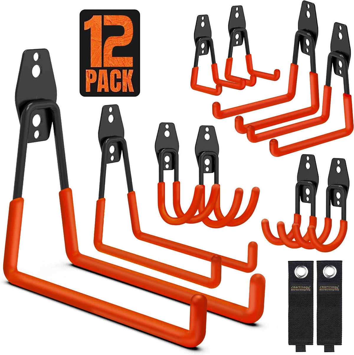 Garage Hooks, 12 Pack Wall Storage Hanger with 2 Extension - Image 1