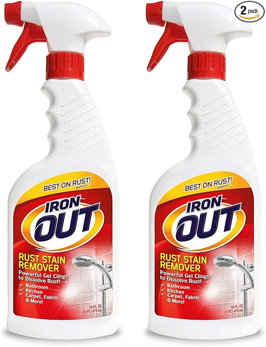 Iron Out Rust Stain Remover Spray Gel, 16 Fl. Oz. Bottle 2 Pack, n/a