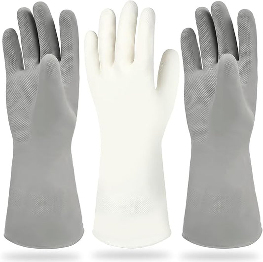 Cleanbear Reusable Dish Washing Rubber Glove Set of 3, Household Cleaning Gloves for Washing