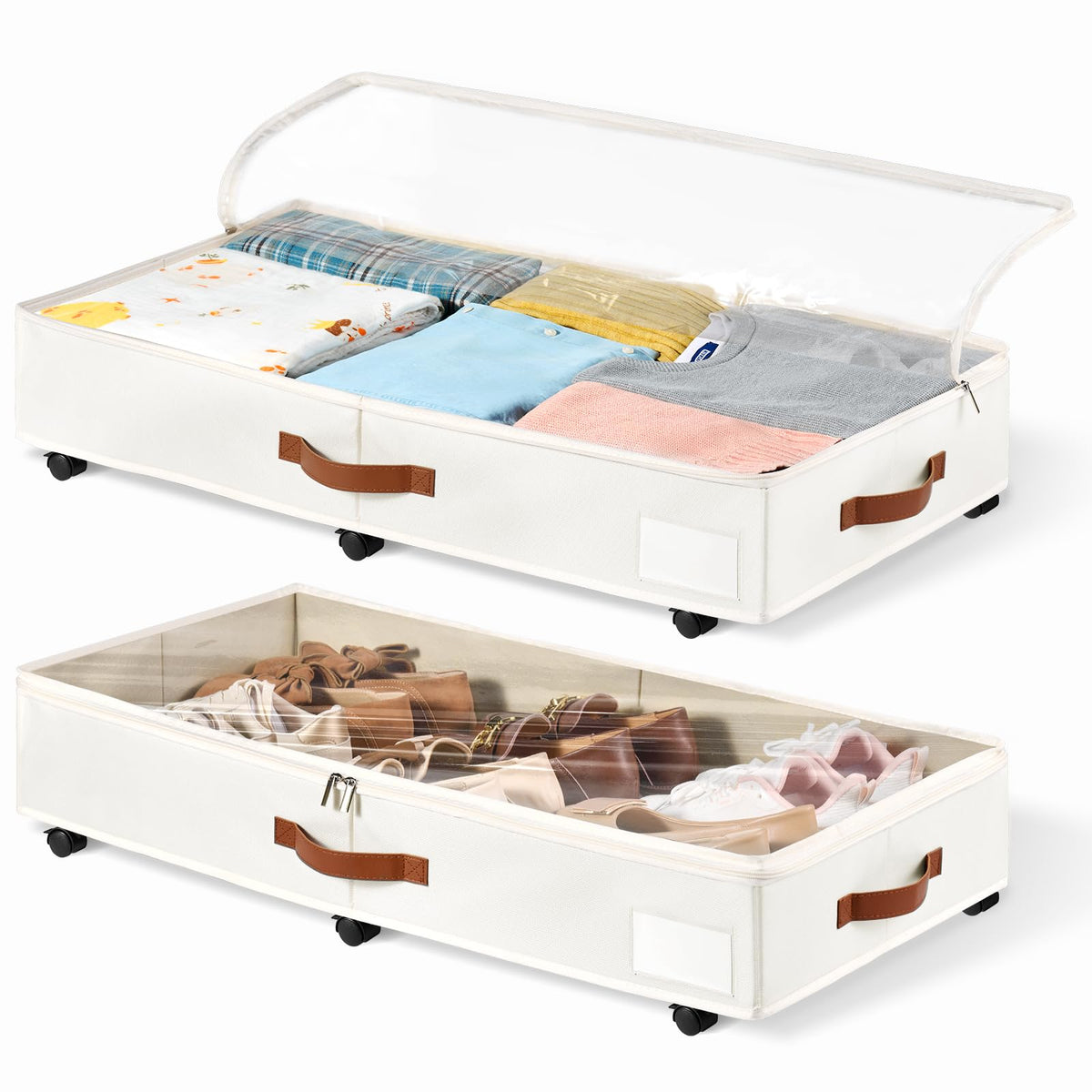 6 Inches Under Bed Storage with Wheels Pack of 2, Underbed - Image 1