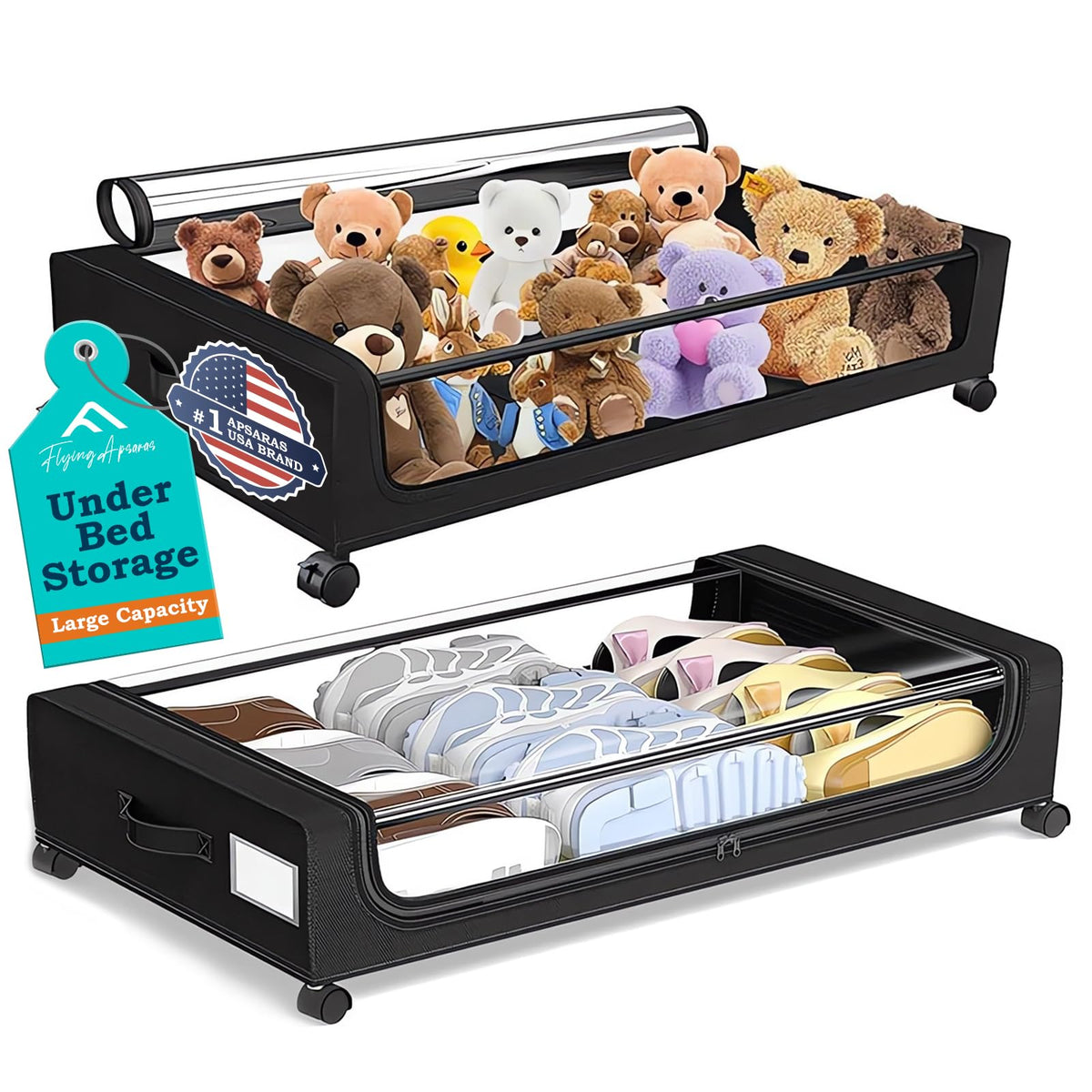 APSARAS USA Under Bed Storage with Wheels, Underbed - Image 1